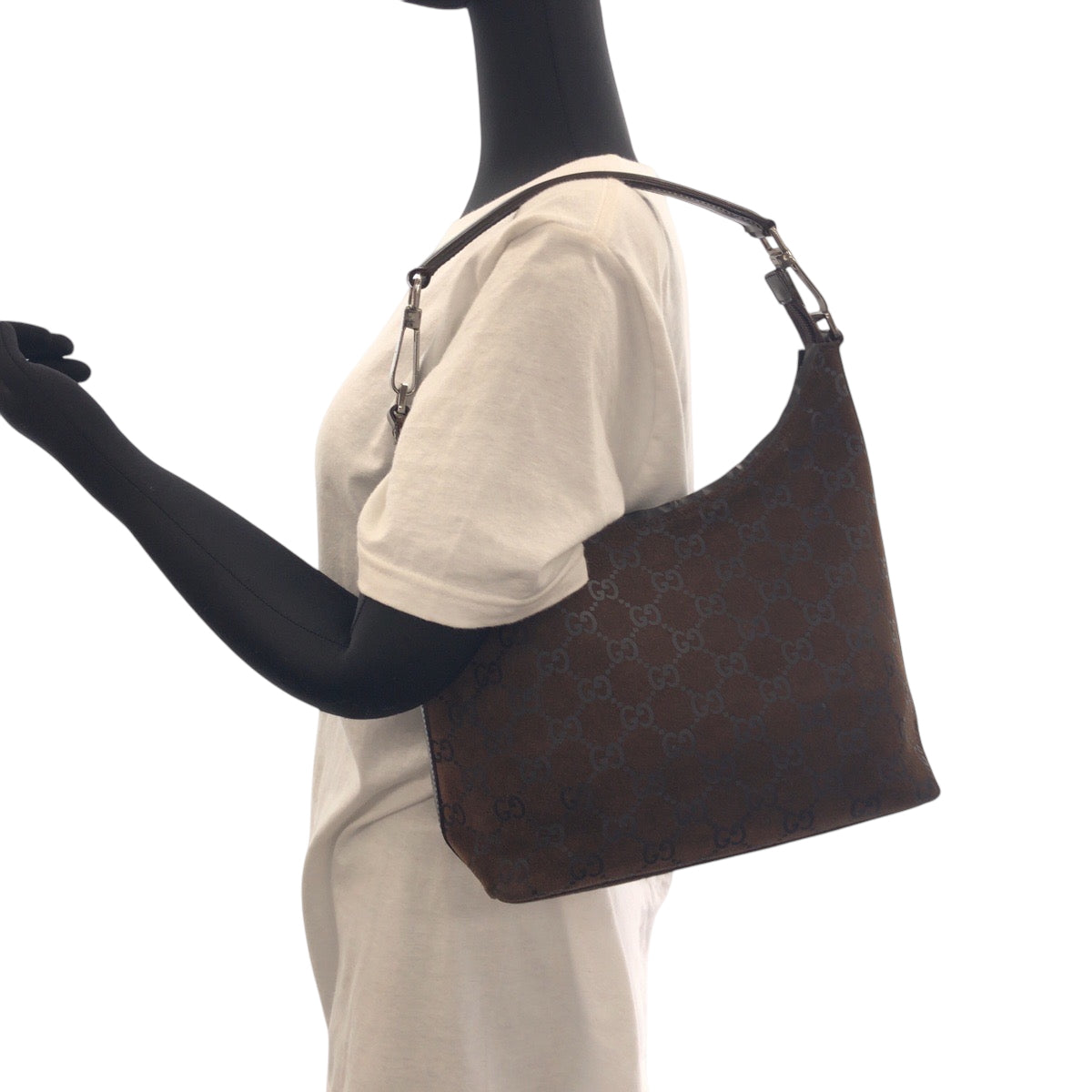 16175
GUCCI グッチ ブラウン シルバー金具 スウェード 000 0602 ワンショルダーバッグ  レディース ABP30