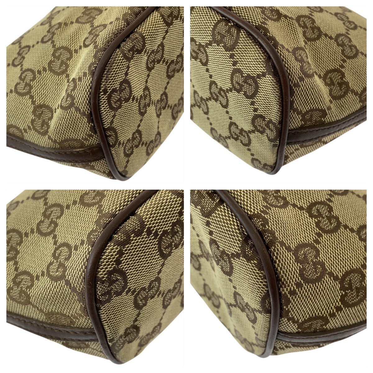 16177
GUCCI グッチ ベージュ ブラウン GGキャンバス / レザー 07198 ハンドバッグ アクセサリーポーチ  レディース