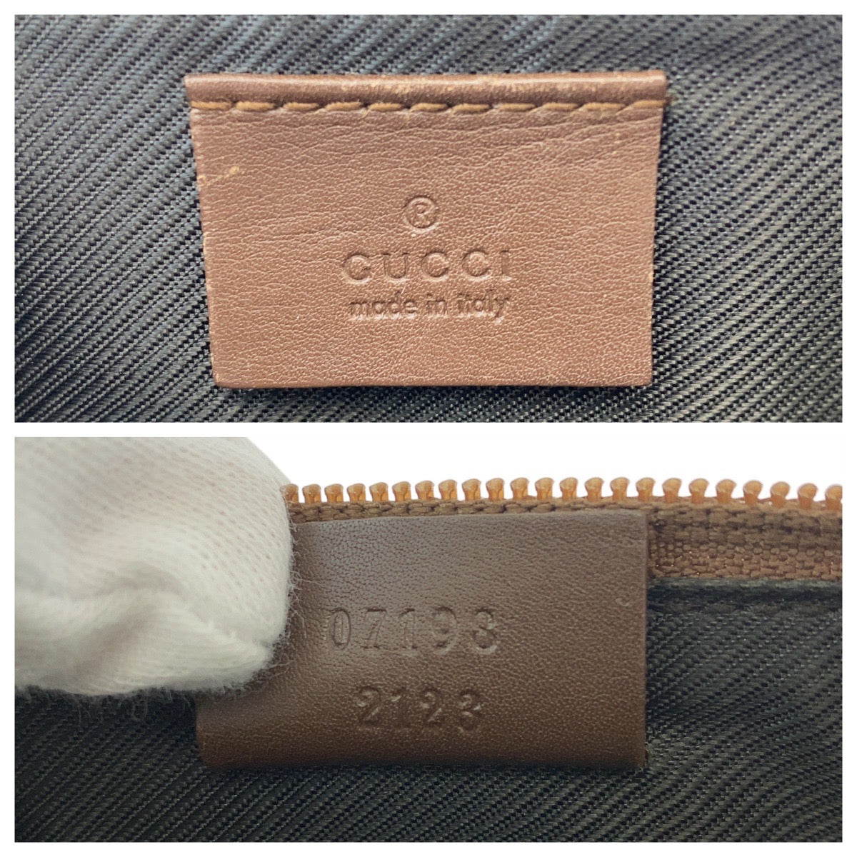 16177
GUCCI グッチ ベージュ ブラウン GGキャンバス / レザー 07198 ハンドバッグ アクセサリーポーチ  レディース