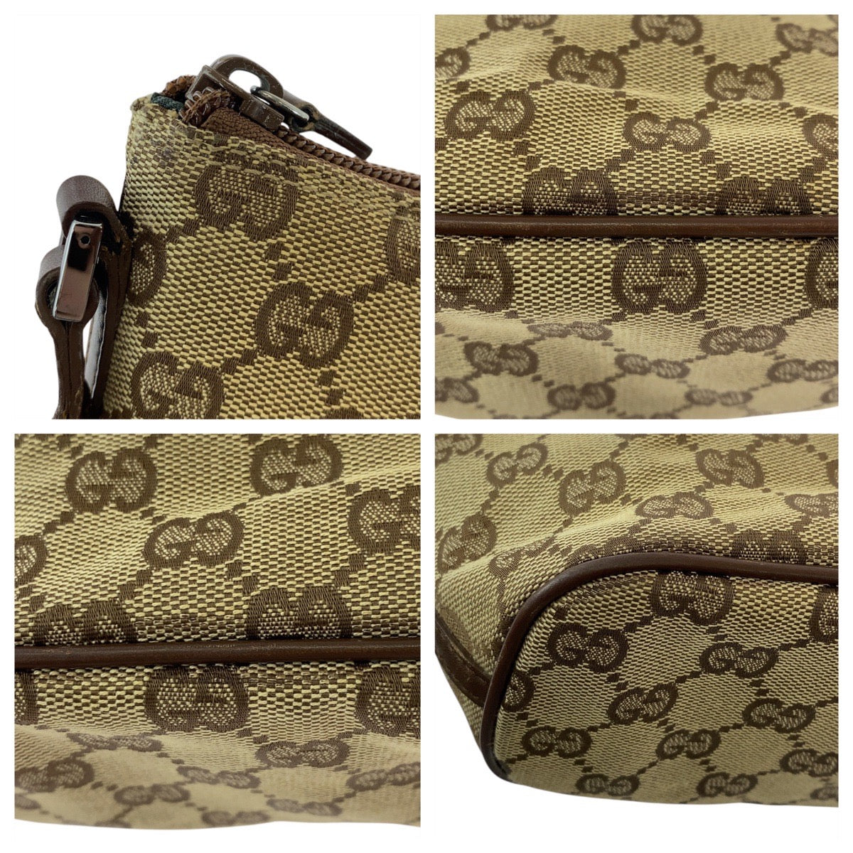 16177
GUCCI グッチ ベージュ ブラウン GGキャンバス / レザー 07198 ハンドバッグ アクセサリーポーチ  レディース