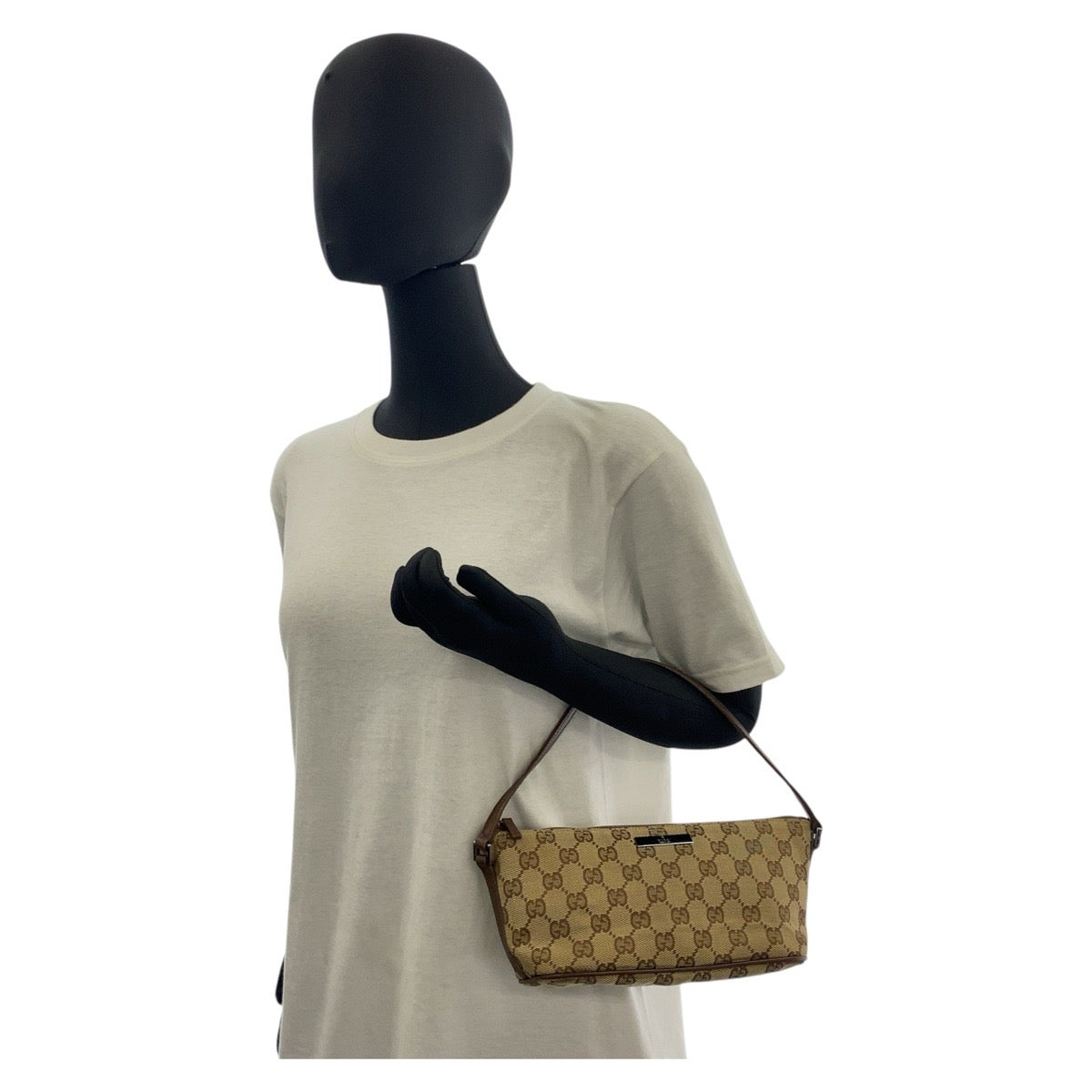 16177
GUCCI グッチ ベージュ ブラウン GGキャンバス / レザー 07198 ハンドバッグ アクセサリーポーチ  レディース