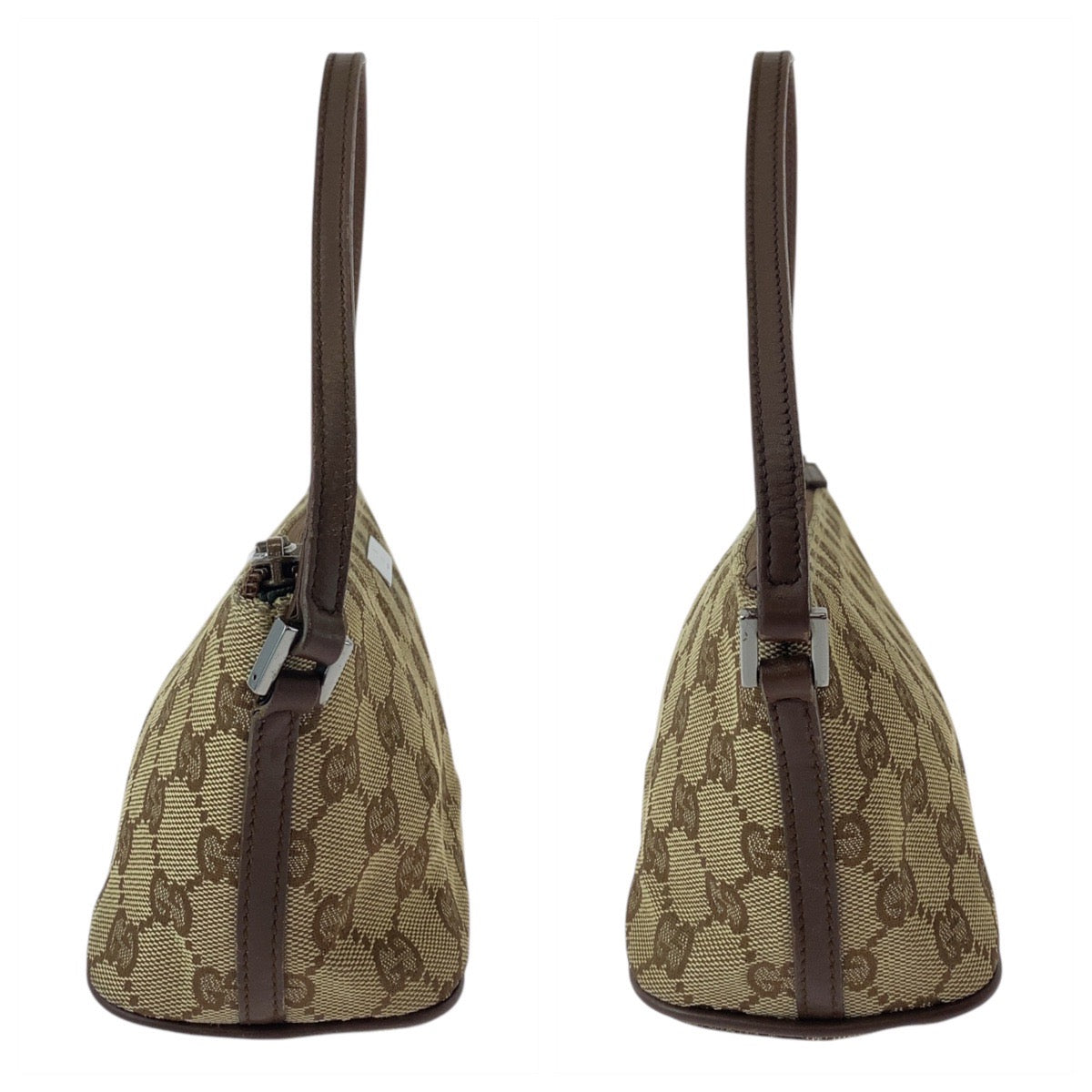 16177
GUCCI グッチ ベージュ ブラウン GGキャンバス / レザー 07198 ハンドバッグ アクセサリーポーチ  レディース