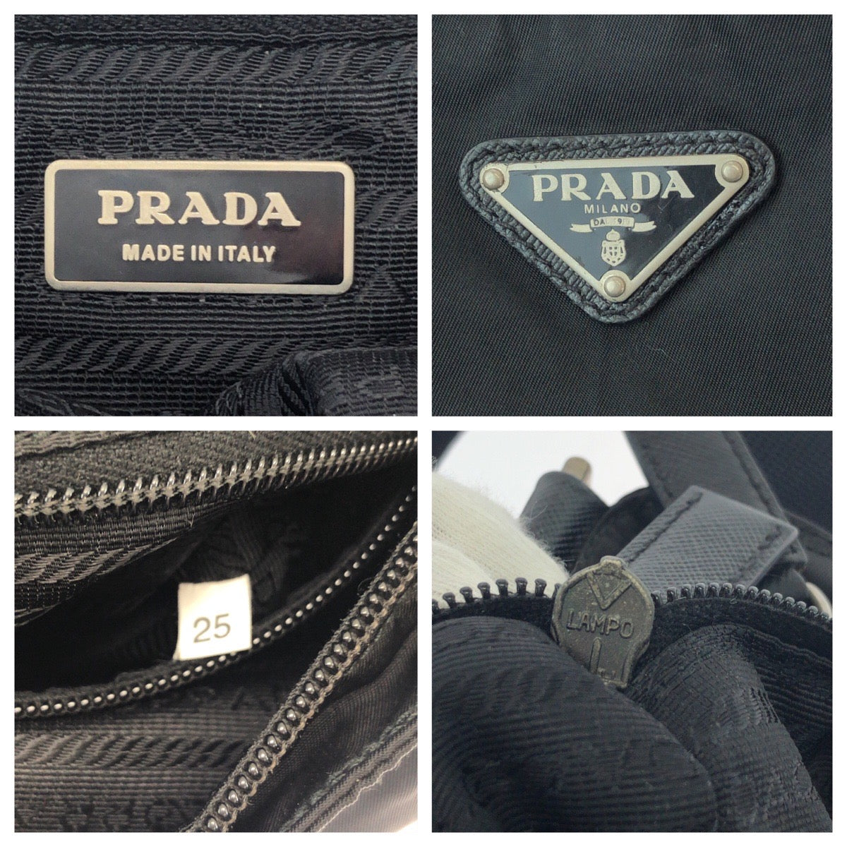 16180
PRADA プラダ テスート 三角ロゴプレート ブラック 黒 シルバー金具 ナイロン ショルダーバッグ ポシェット  レディース ABP38