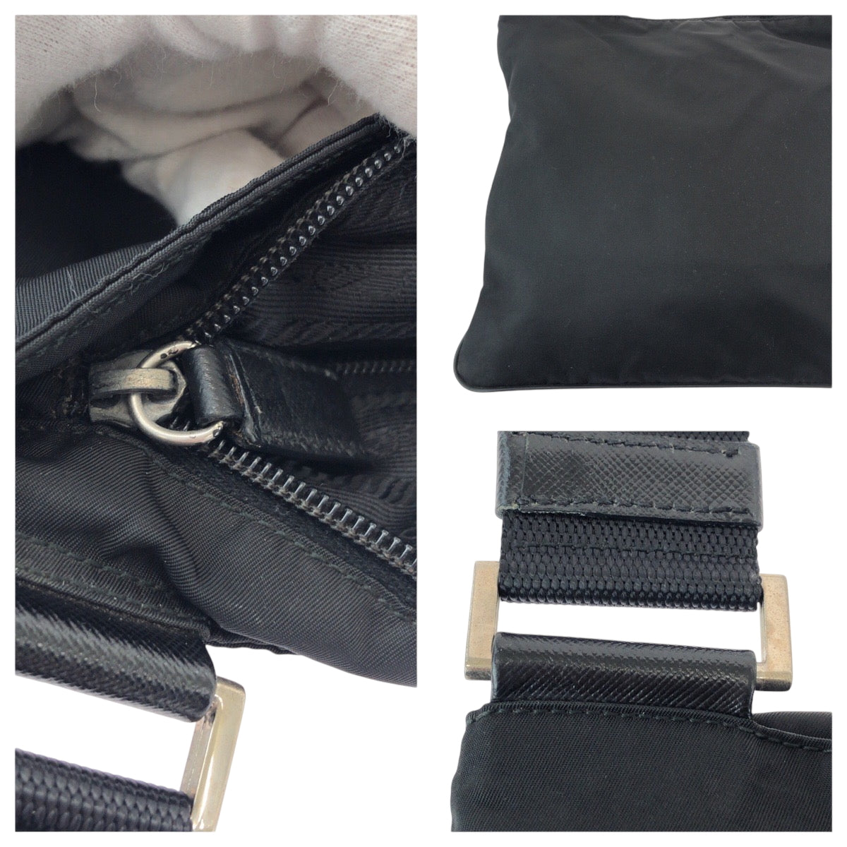 16180
PRADA プラダ テスート 三角ロゴプレート ブラック 黒 シルバー金具 ナイロン ショルダーバッグ ポシェット  レディース ABP38