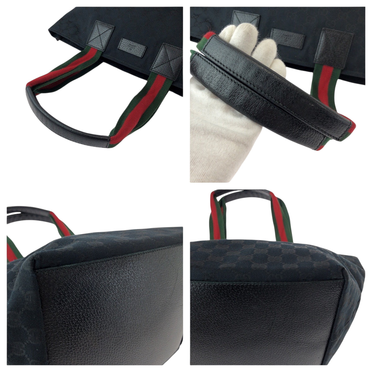 16183
GUCCI グッチ シェリーライン ブラック 黒 シルバー金具 GGキャンバス 131230 トートバッグ ハンドバッグ  レディース