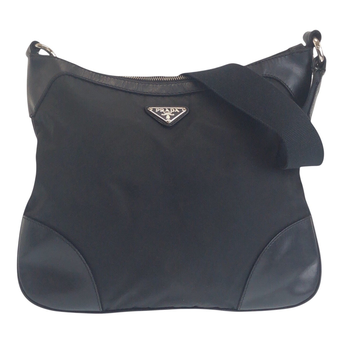 16184
PRADA プラダ テスート 三角ロゴプレート ブラック 黒 シルバー金具 ナイロン ショルダーバッグ メッセンジャーバッグ  レディース AB30