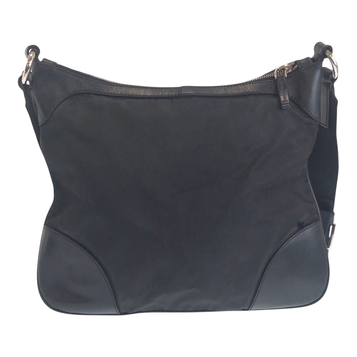16184
PRADA プラダ テスート 三角ロゴプレート ブラック 黒 シルバー金具 ナイロン ショルダーバッグ メッセンジャーバッグ  レディース AB30