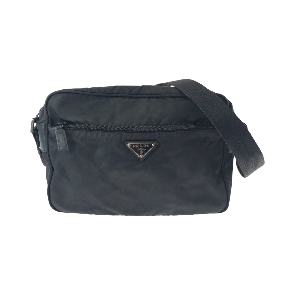 16185
PRADA プラダ テスート 三角ロゴプレート ブラック 黒 シルバー金具 ナイロン BT0166 ショルダーバッグ ポシェット  レディース AB26