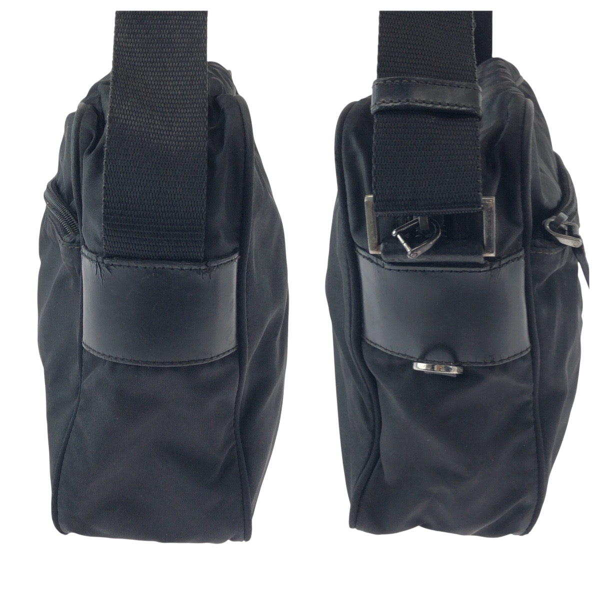16185
PRADA プラダ テスート 三角ロゴプレート ブラック 黒 シルバー金具 ナイロン BT0166 ショルダーバッグ ポシェット  レディース AB26