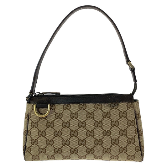 16186
GUCCI グッチ アビー ベージュ ブラウン ゴールド金具 GGキャンバス / レザー 145750 ハンドバッグ アクセサリーポーチ  レディース