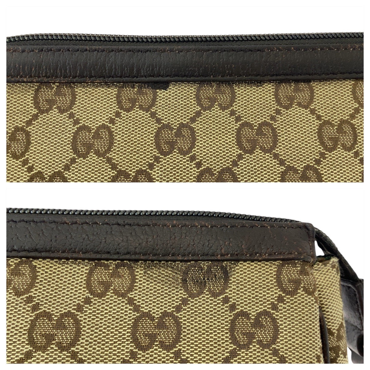 16186
GUCCI グッチ アビー ベージュ ブラウン ゴールド金具 GGキャンバス / レザー 145750 ハンドバッグ アクセサリーポーチ  レディース