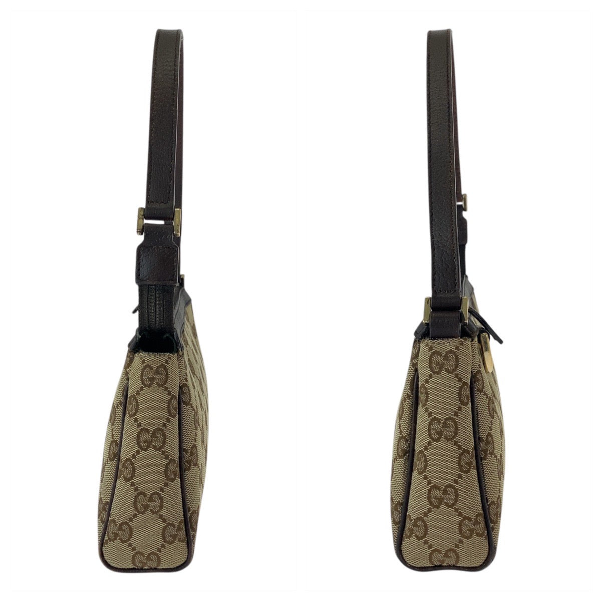 16186
GUCCI グッチ アビー ベージュ ブラウン ゴールド金具 GGキャンバス / レザー 145750 ハンドバッグ アクセサリーポーチ  レディース