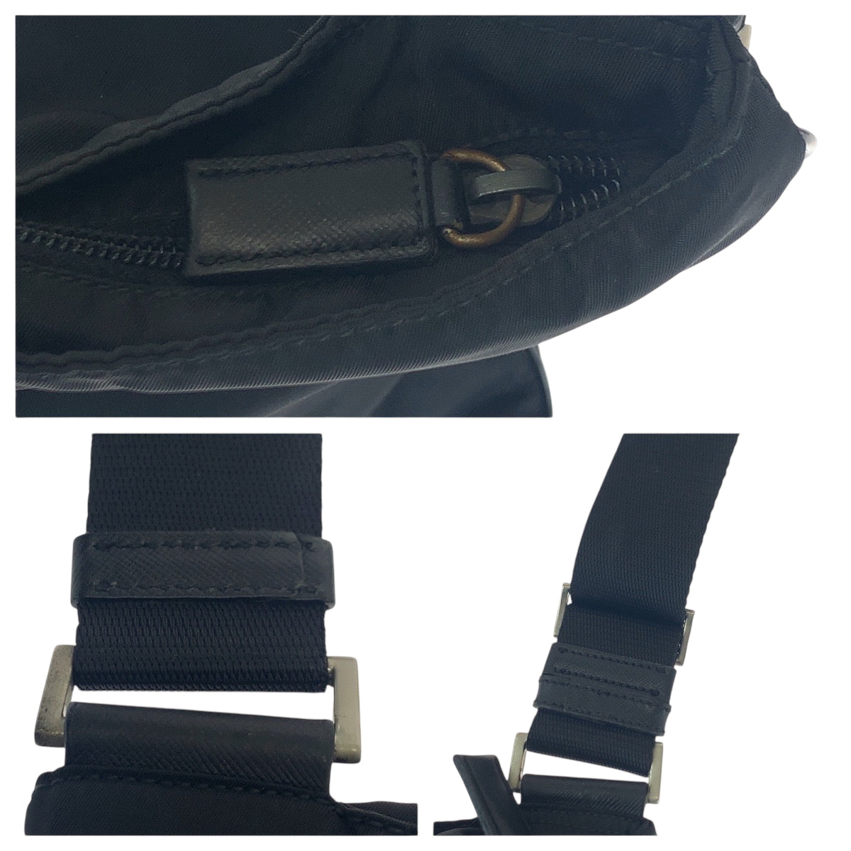16187
PRADA プラダ テスート 三角ロゴプレート ブラック 黒 シルバー金具 ナイロン ショルダーバッグ ポシェット  レディース AB29