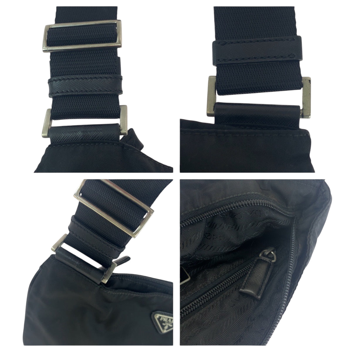 16187
PRADA プラダ テスート 三角ロゴプレート ブラック 黒 シルバー金具 ナイロン ショルダーバッグ ポシェット  レディース AB29
