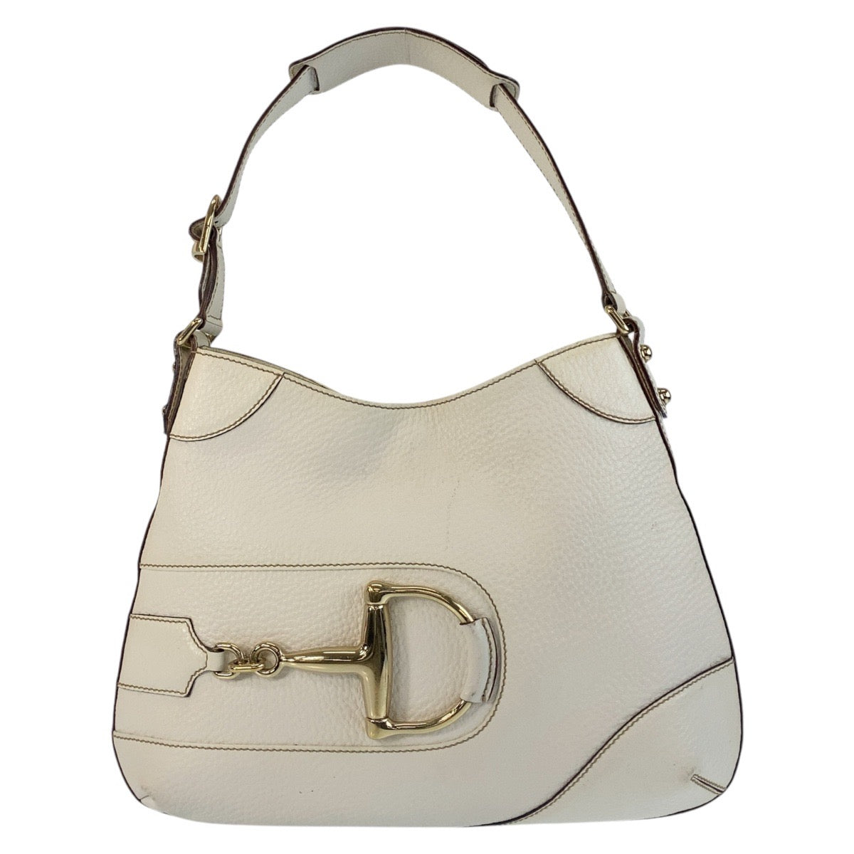 16190
GUCCI グッチ ホースビット ホワイト ゴールド金具 レザー 137388 ショルダーバッグ レディース AB46