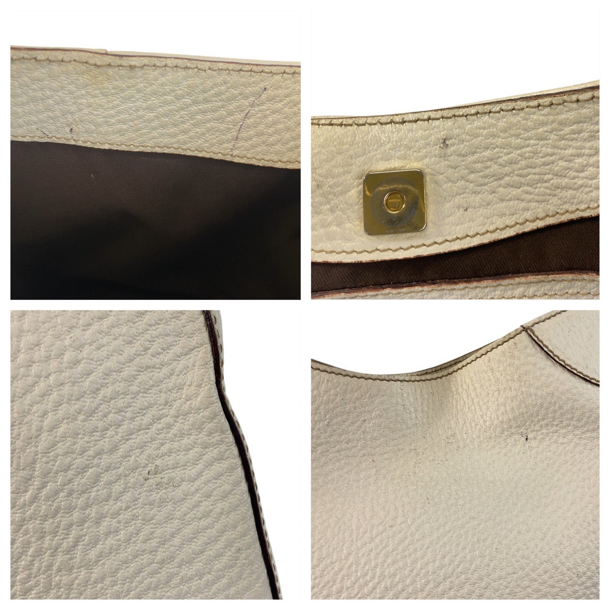 16190
GUCCI グッチ ホースビット ホワイト ゴールド金具 レザー 137388 ショルダーバッグ レディース AB46