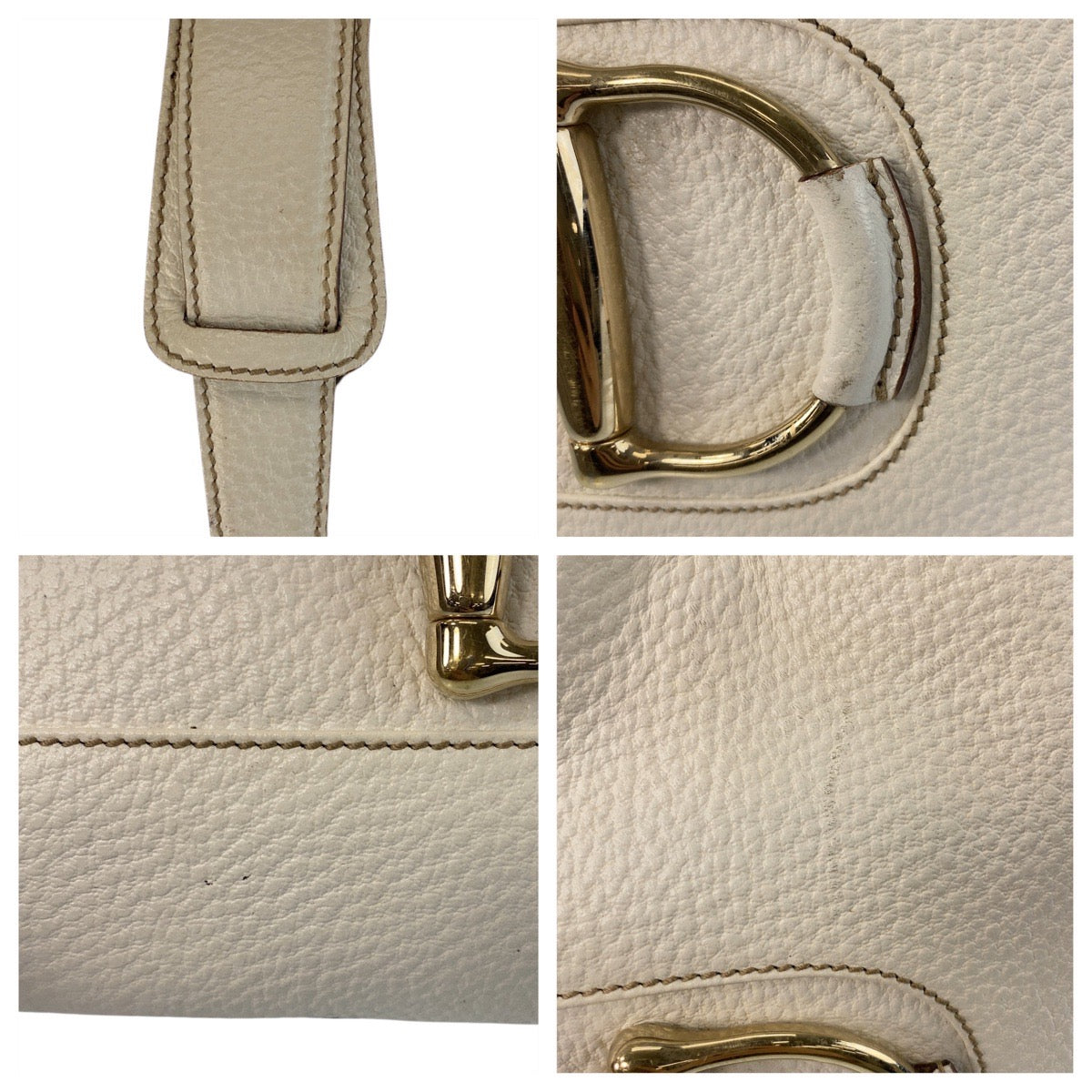 16190
GUCCI グッチ ホースビット ホワイト ゴールド金具 レザー 137388 ショルダーバッグ レディース AB46