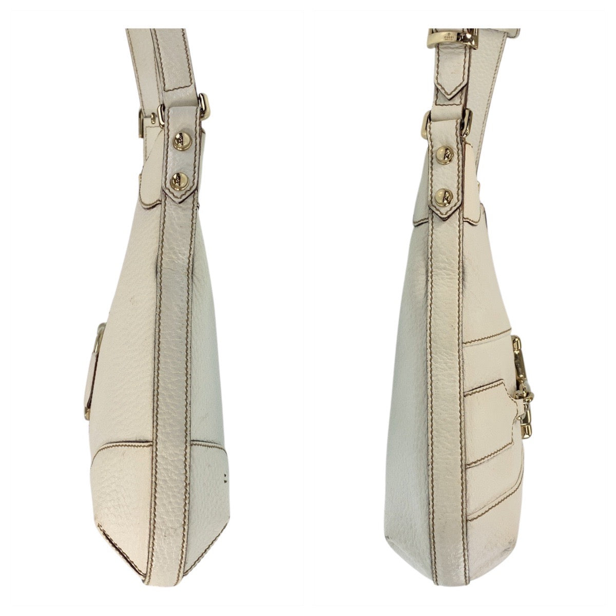 16190
GUCCI グッチ ホースビット ホワイト ゴールド金具 レザー 137388 ショルダーバッグ レディース AB46