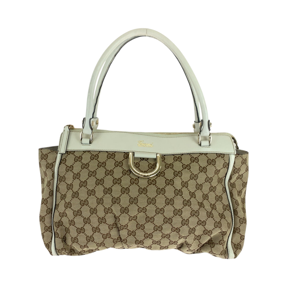 16193
GUCCI グッチ アビー ベージュ ホワイト ゴールド金具 GGキャンバス 189831 トートバッグ ハンドバッグ ショルダーバッグ  レディース ABP44