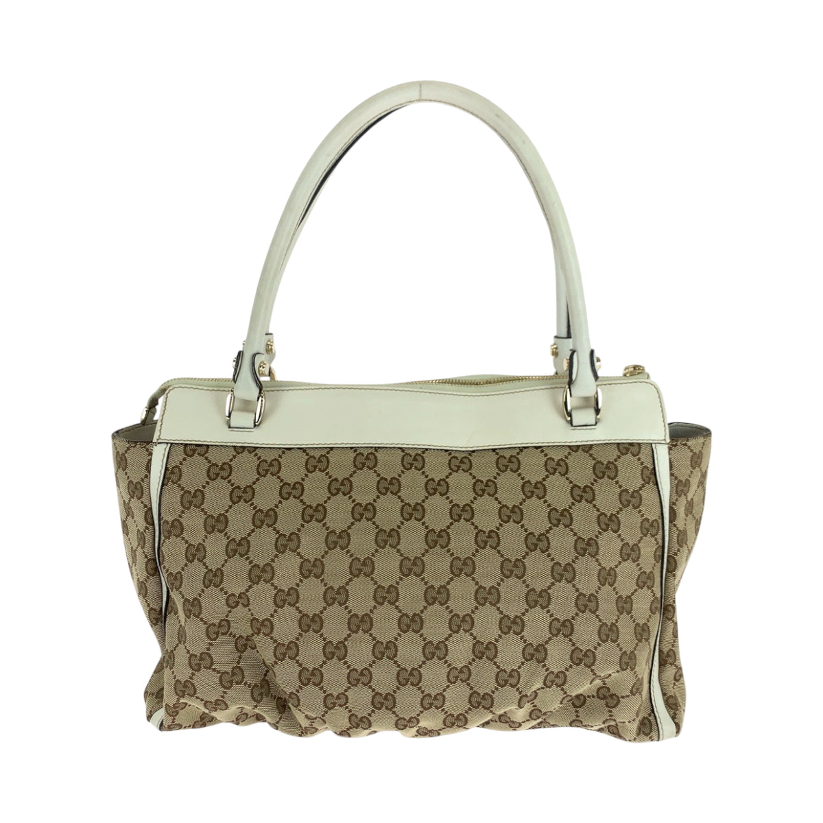 16193
GUCCI グッチ アビー ベージュ ホワイト ゴールド金具 GGキャンバス 189831 トートバッグ ハンドバッグ ショルダーバッグ  レディース ABP44