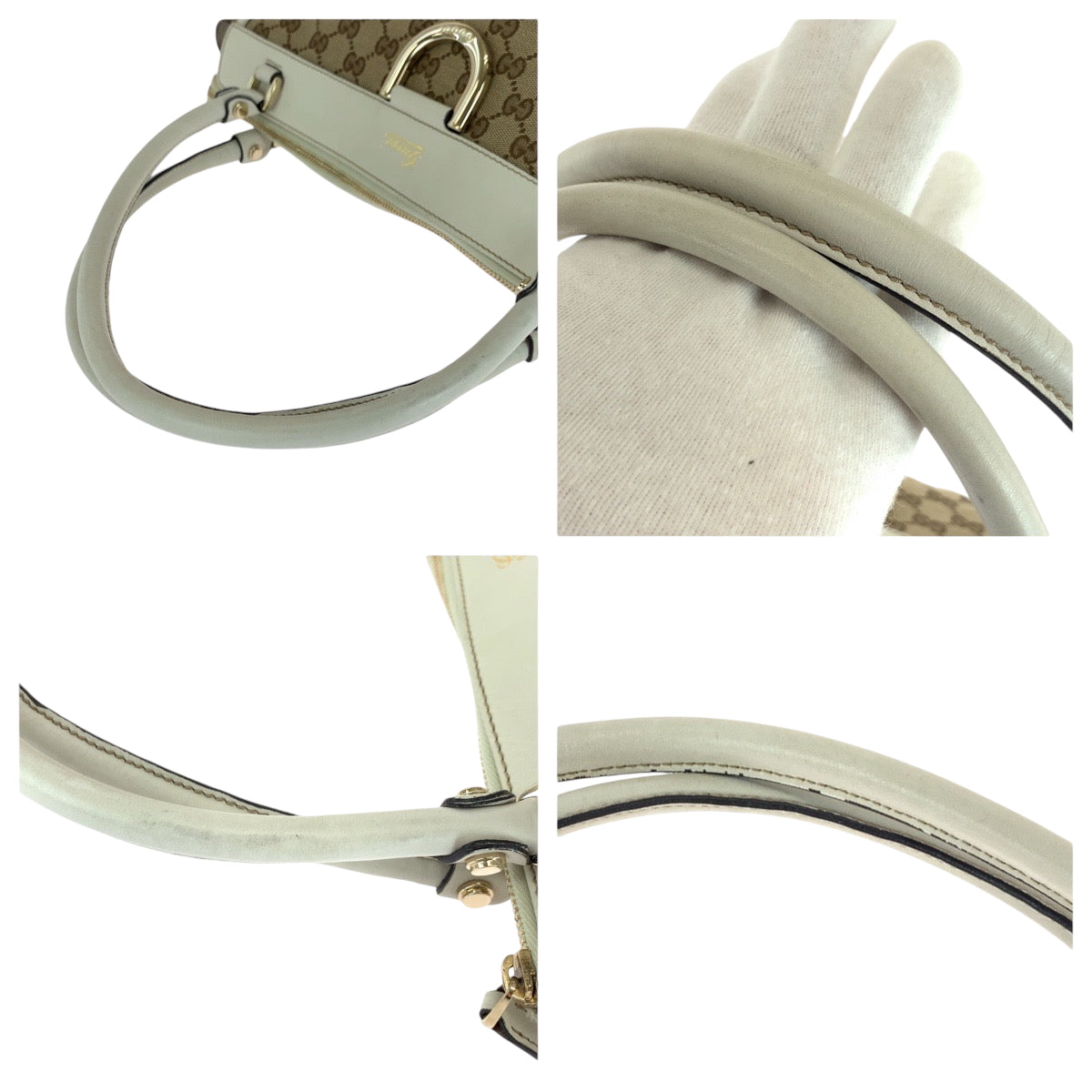 16193
GUCCI グッチ アビー ベージュ ホワイト ゴールド金具 GGキャンバス 189831 トートバッグ ハンドバッグ ショルダーバッグ  レディース ABP44