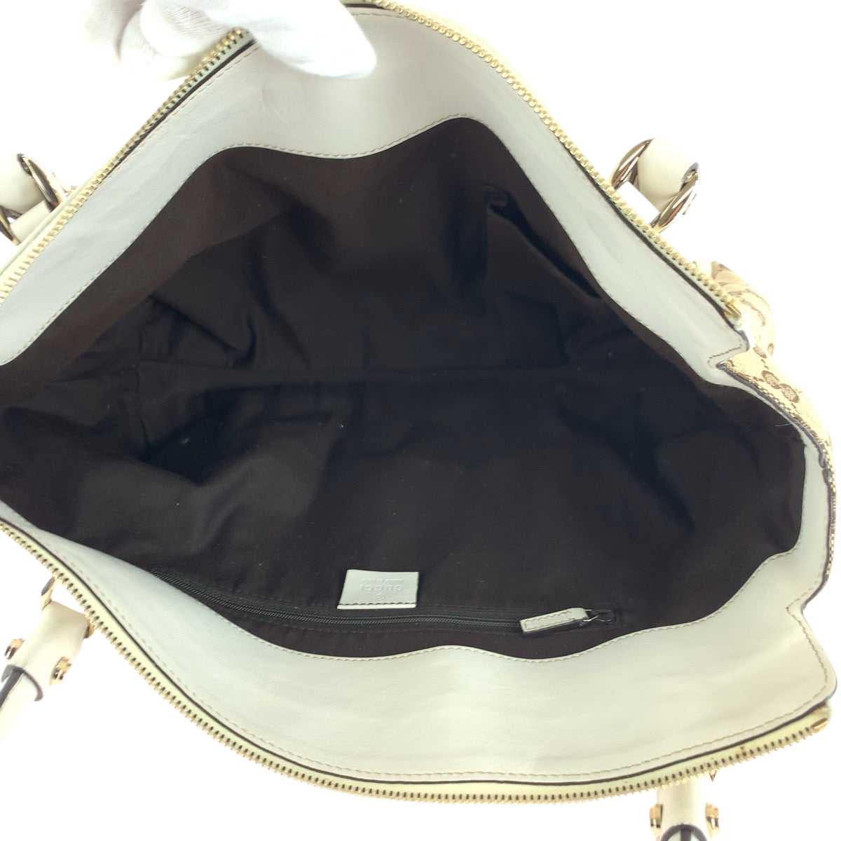 16193
GUCCI グッチ アビー ベージュ ホワイト ゴールド金具 GGキャンバス 189831 トートバッグ ハンドバッグ ショルダーバッグ  レディース ABP44