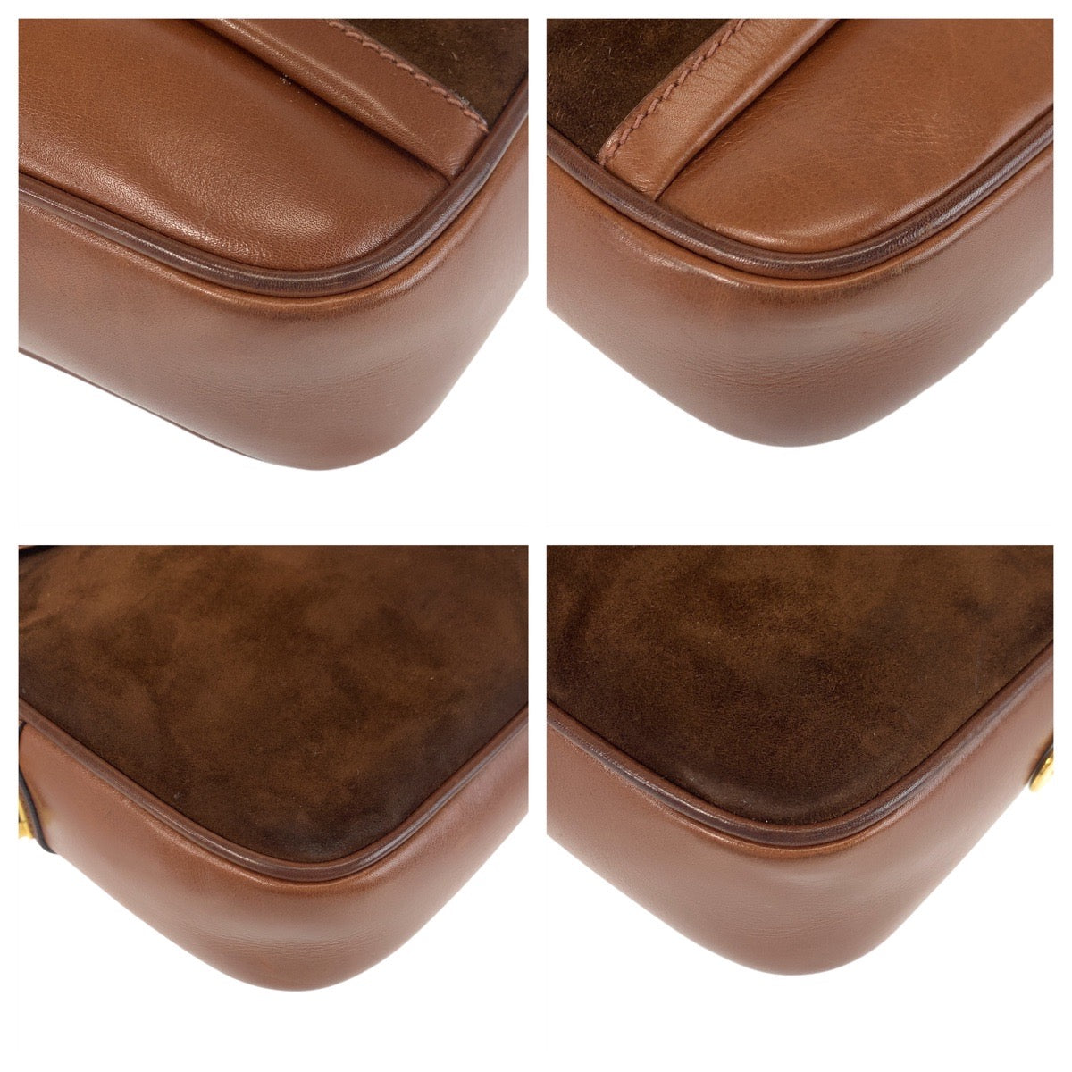 16194
GUCCI グッチ ヴィンテージ オールドグッチ ブラウン ゴールド金具 スウェード / レザー ショルダーバッグ ポシェット  レディース ABP38
