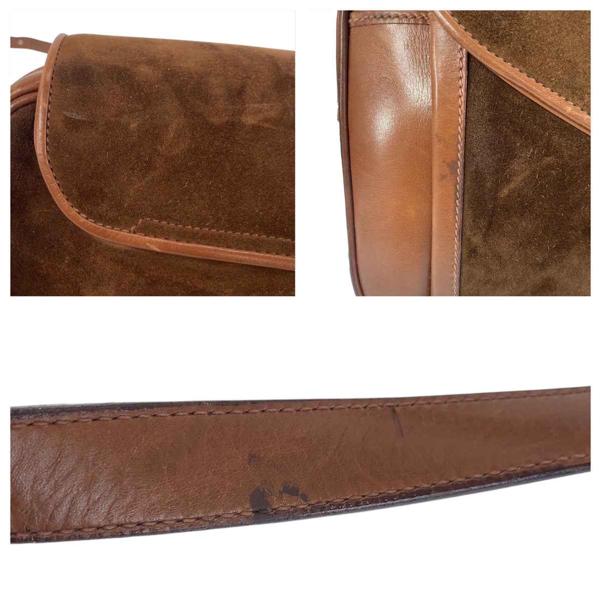 16194
GUCCI グッチ ヴィンテージ オールドグッチ ブラウン ゴールド金具 スウェード / レザー ショルダーバッグ ポシェット  レディース ABP38