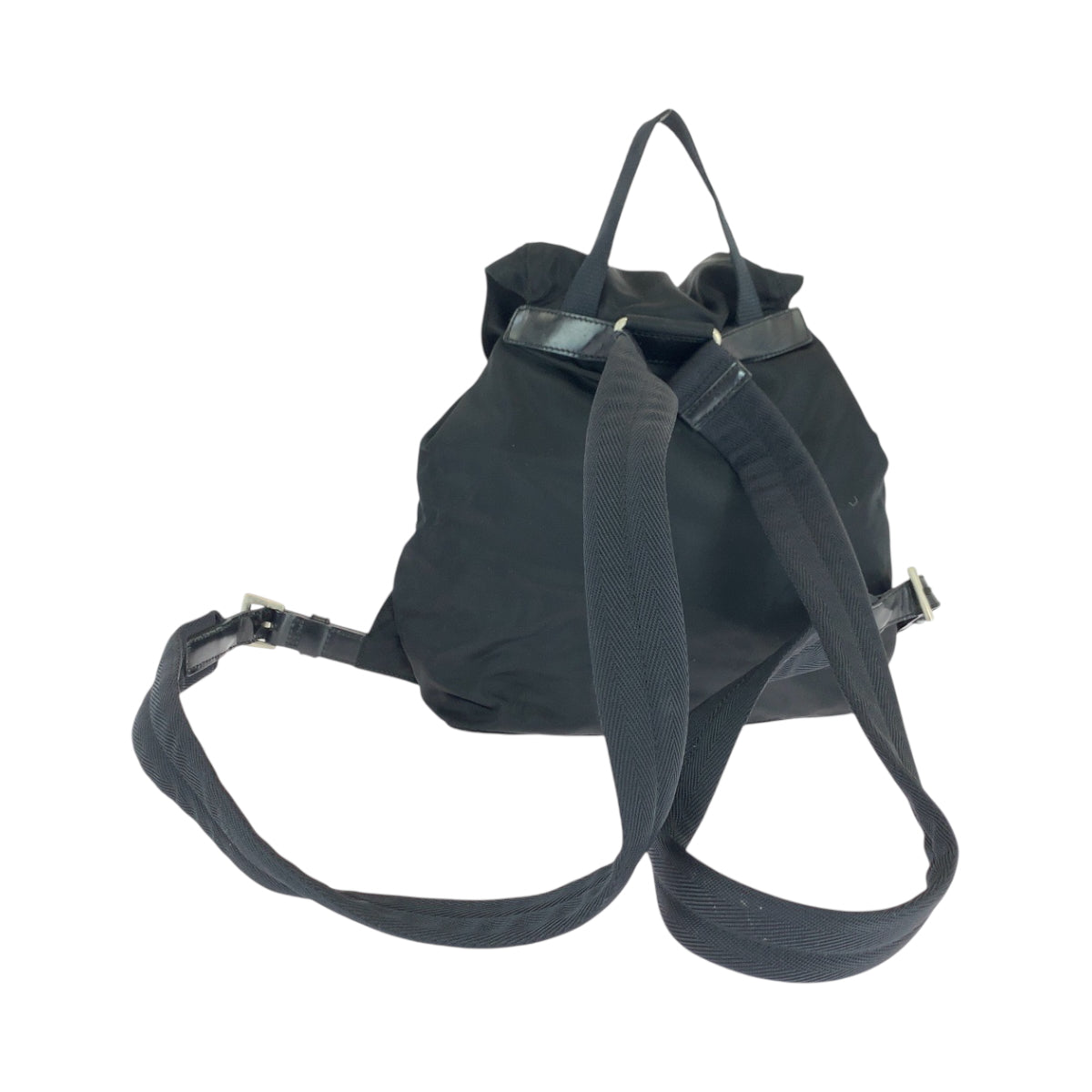 16196
PRADA プラダ テスート 三角ロゴプレート ブラック 黒 シルバー金具 ナイロン リュックサック バックパック  レディース ABP41