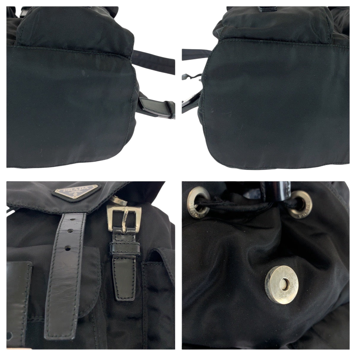 16196
PRADA プラダ テスート 三角ロゴプレート ブラック 黒 シルバー金具 ナイロン リュックサック バックパック  レディース ABP41
