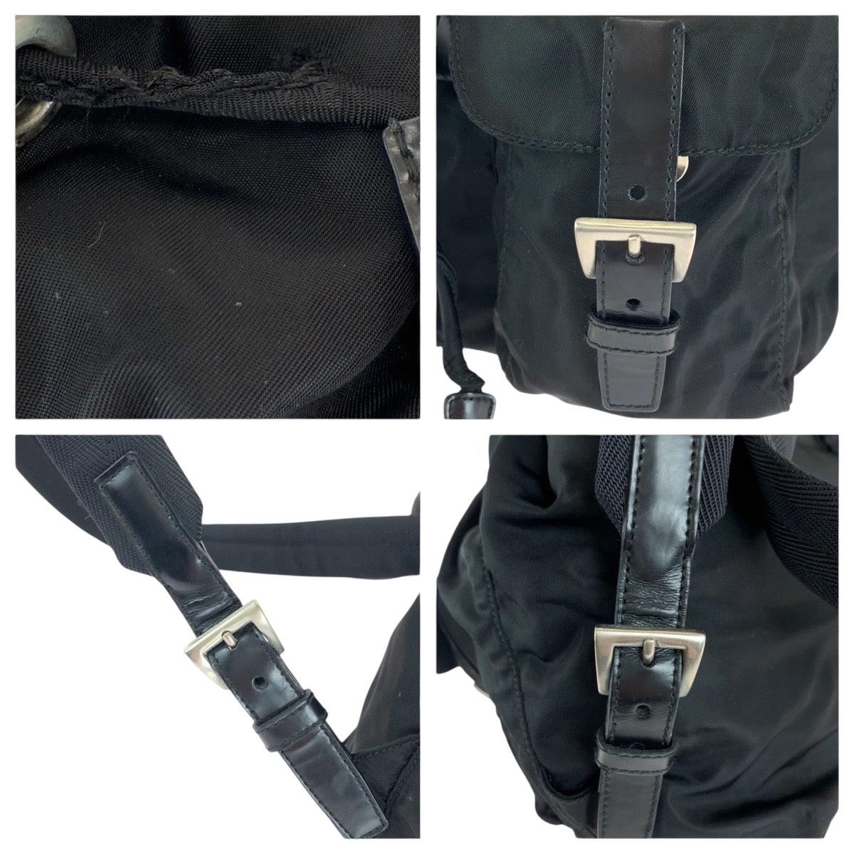 16196
PRADA プラダ テスート 三角ロゴプレート ブラック 黒 シルバー金具 ナイロン リュックサック バックパック  レディース ABP41