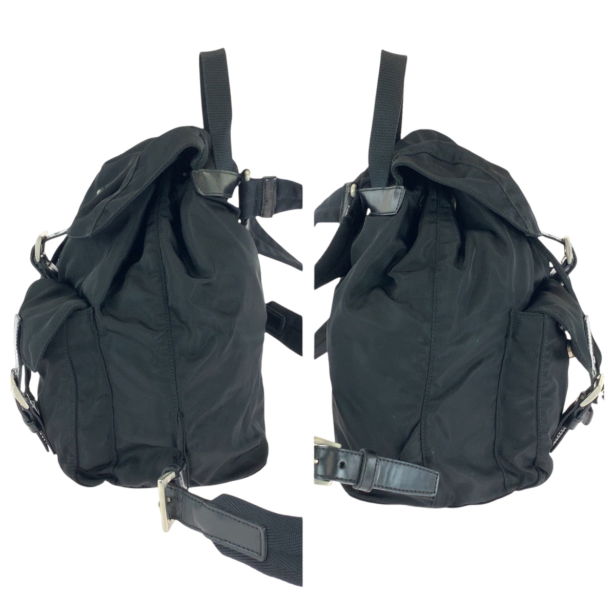 16196
PRADA プラダ テスート 三角ロゴプレート ブラック 黒 シルバー金具 ナイロン リュックサック バックパック  レディース ABP41
