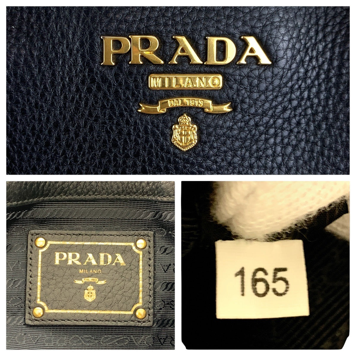 16197
PRADA プラダ ブラック 黒 ゴールド金具 レザー トートバッグ ショルダーバッグ  レディース AB41