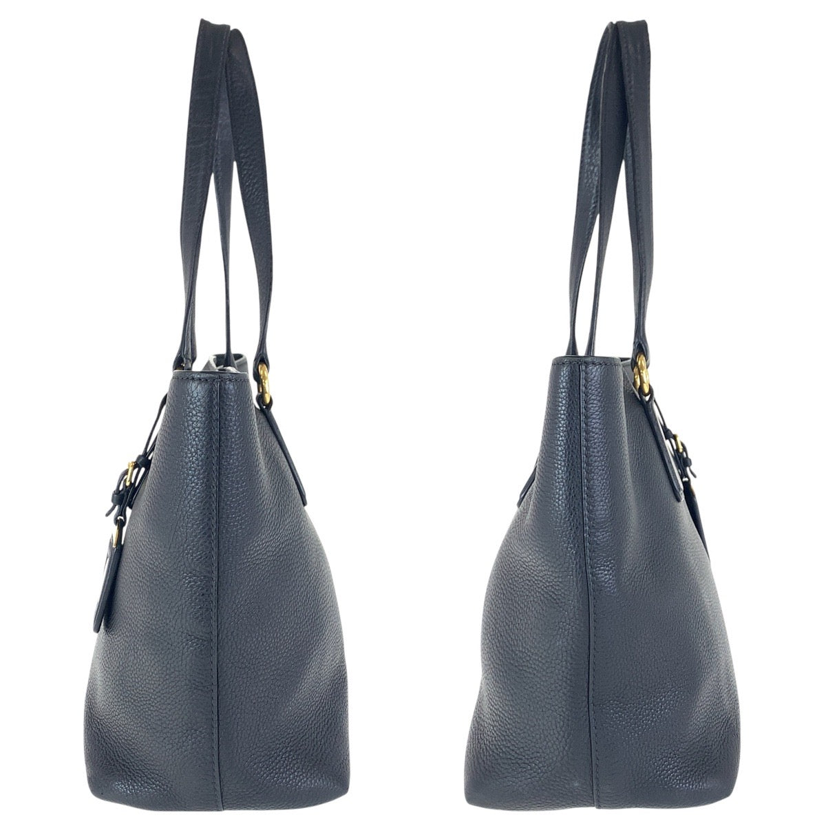 16197
PRADA プラダ ブラック 黒 ゴールド金具 レザー トートバッグ ショルダーバッグ  レディース AB41