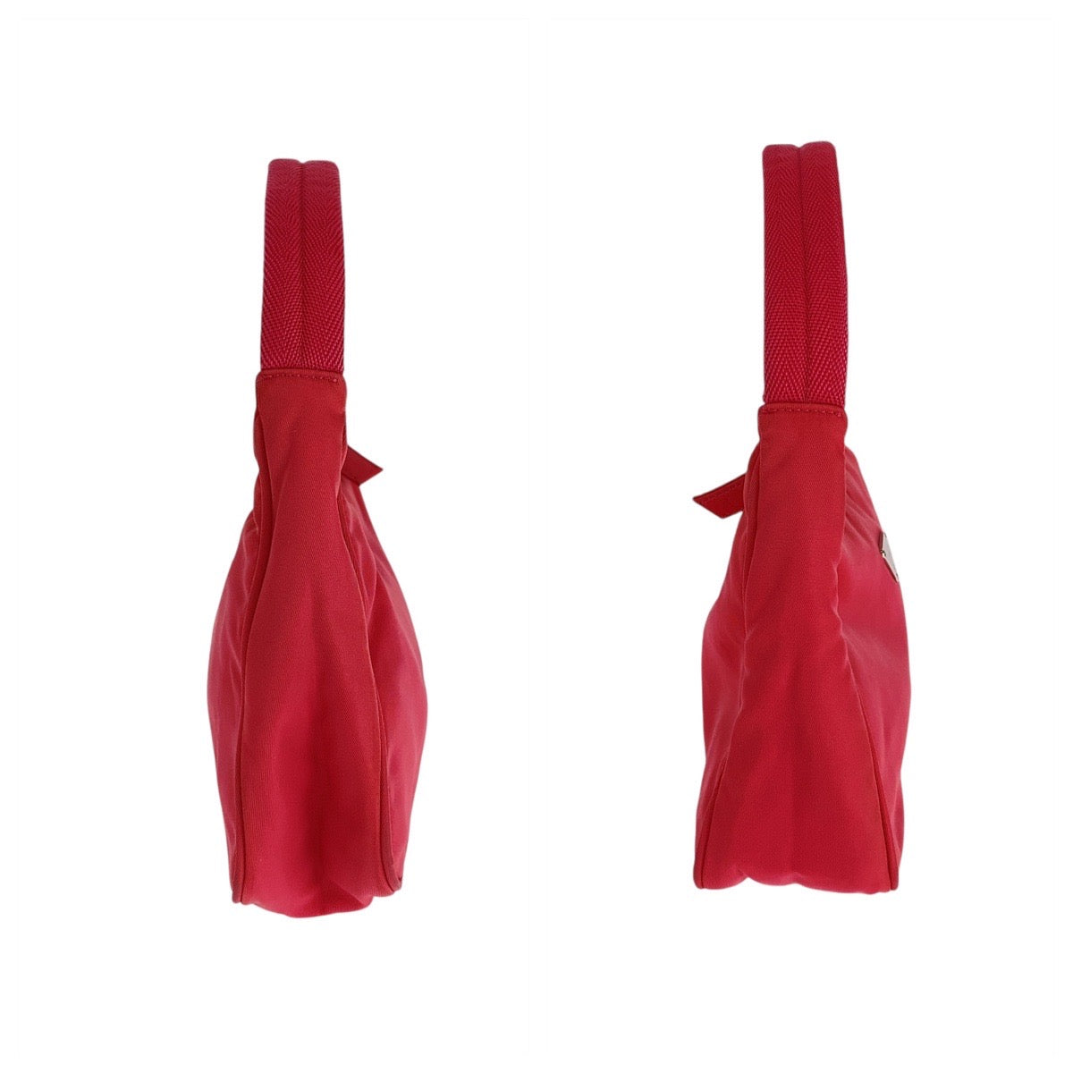 16198
PRADA プラダ テスート 三角ロゴプレート ピンク シルバー金具 ナイロン ハンドバッグ アクセサリーポーチ  レディース ABP42