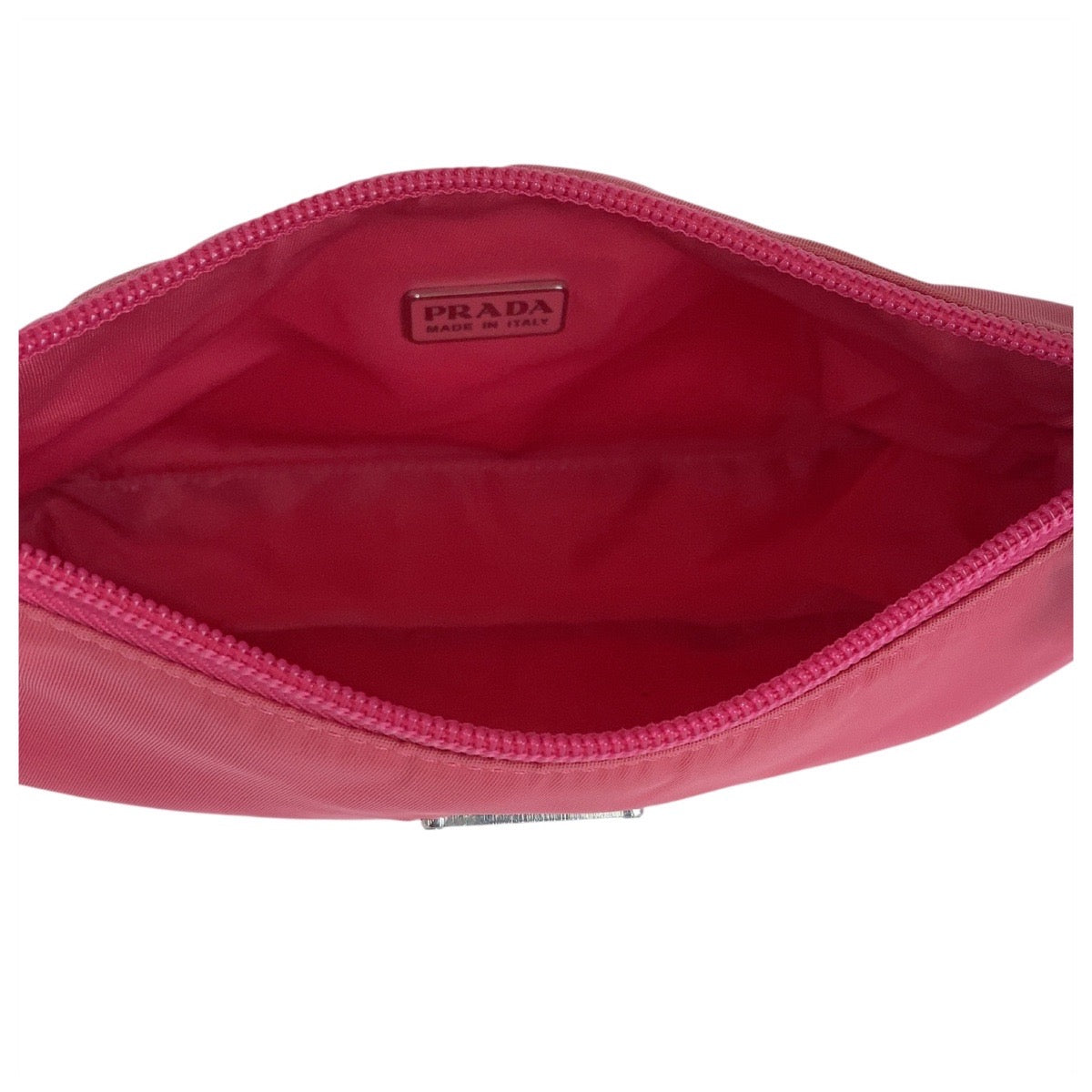 16198
PRADA プラダ テスート 三角ロゴプレート ピンク シルバー金具 ナイロン ハンドバッグ アクセサリーポーチ  レディース ABP42