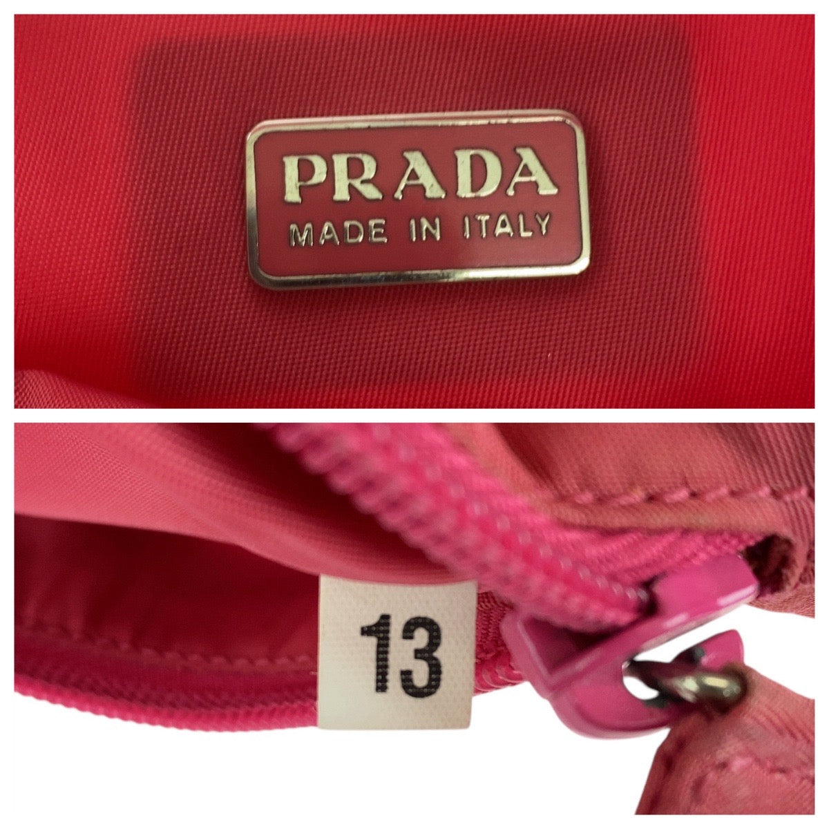 16198
PRADA プラダ テスート 三角ロゴプレート ピンク シルバー金具 ナイロン ハンドバッグ アクセサリーポーチ レディース ABP42