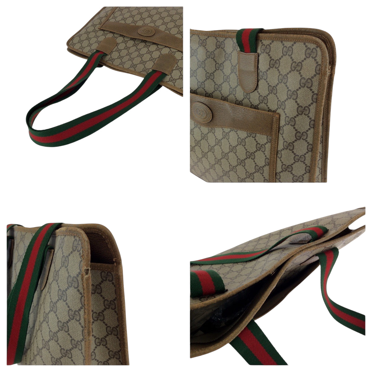 16199
GUCCI グッチ ヴィンテージ オールドグッチ シェリーライン ブラウン ベージュ ゴールド金具 GGスプリームキャンバス 89 02 997 トートバッグ ショルダーバッグ  レディース AB9