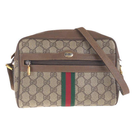 16200
GUCCI グッチ ヴィンテージ オールドグッチ シェリーライン ブラウン ベージュ ゴールド金具 GGスプリームキャンバス / レザー 68 02 004 斜め掛け ショルダーバッグ  レディース AB39