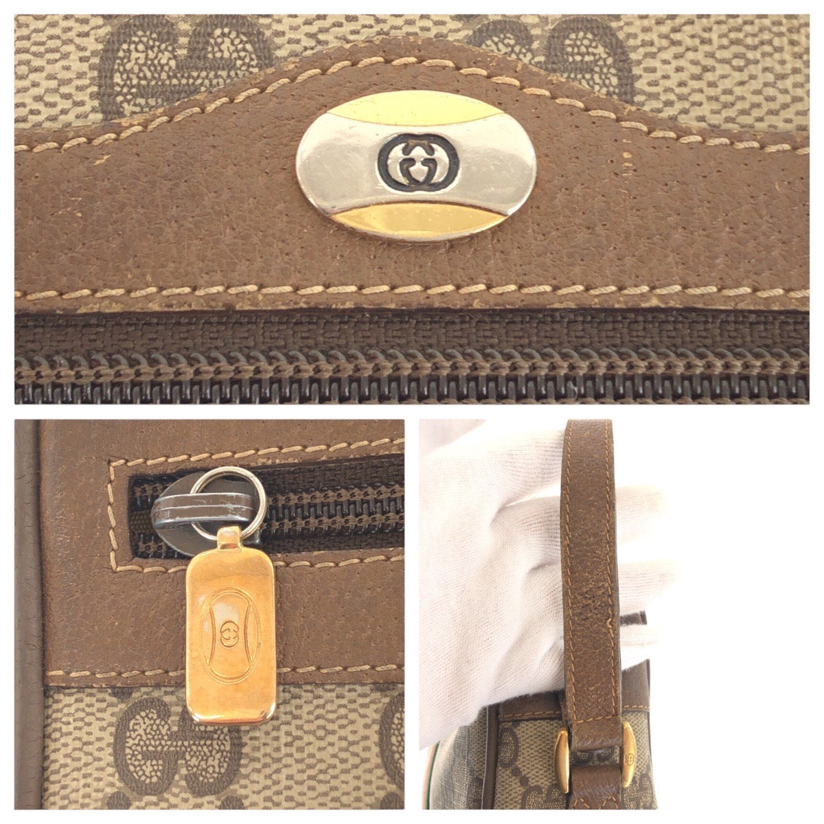16200
GUCCI グッチ ヴィンテージ オールドグッチ シェリーライン ブラウン ベージュ ゴールド金具 GGスプリームキャンバス / レザー 68 02 004 斜め掛け ショルダーバッグ  レディース AB39