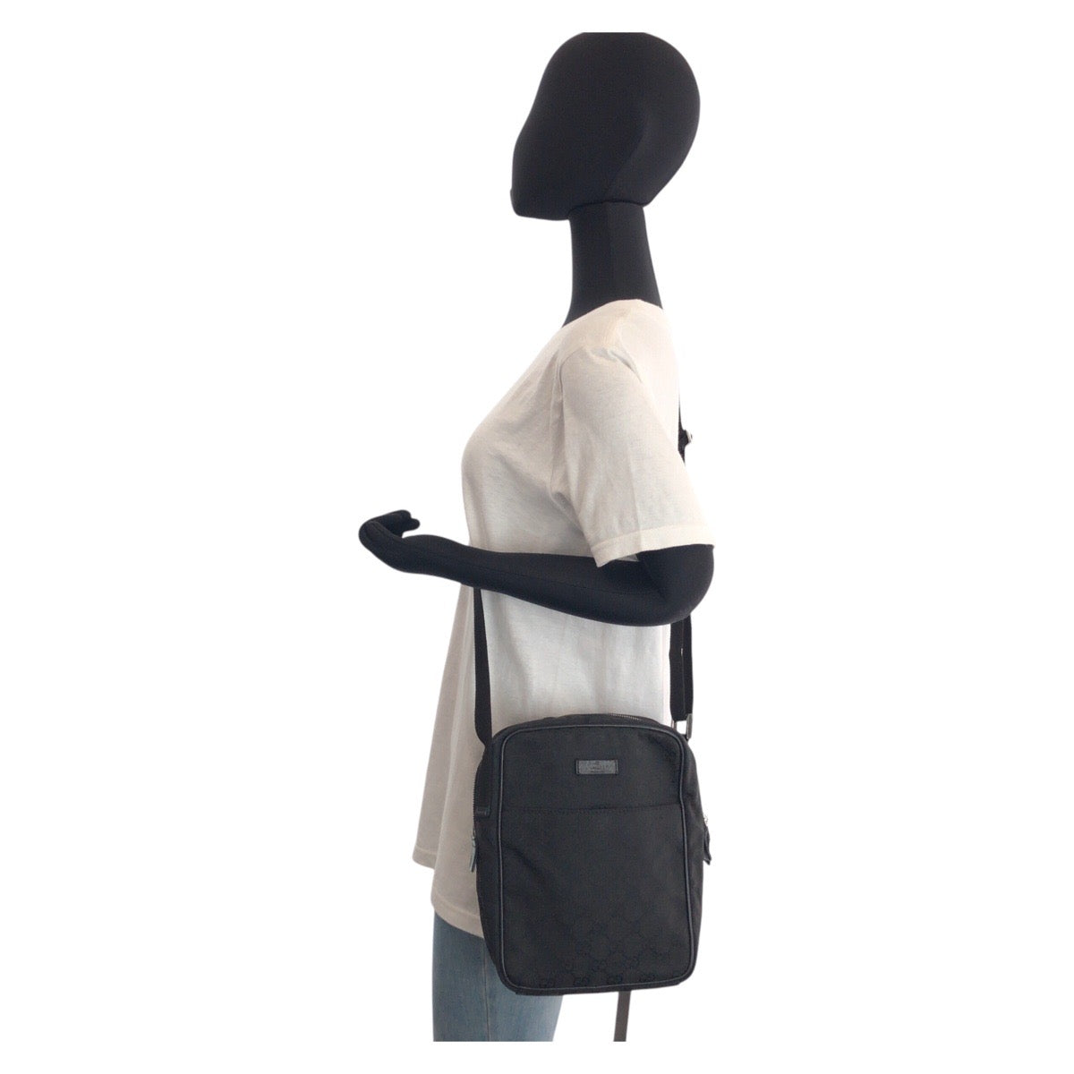 16201
GUCCI グッチ ブラック 黒 GGキャンバス 122759 ショルダーバッグ  ポシェット  レディース ABP39