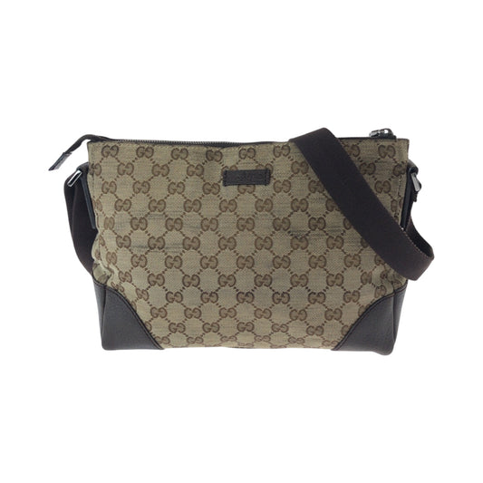 16202
GUCCI グッチ ベージュ ブラウン シルバー金具 GGキャンバス 114273 ショルダーバッグ ポシェット  レディース AB26