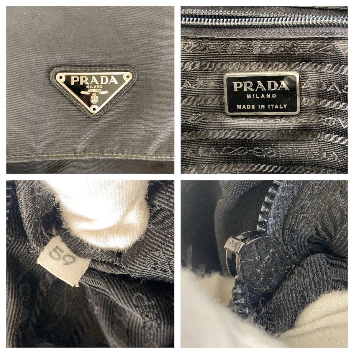 16203
PRADA プラダ テスート 三角ロゴプレート ブラック 黒 シルバー金具 ナイロン / レザー ショルダーバッグ ポシェット  レディース ABP35