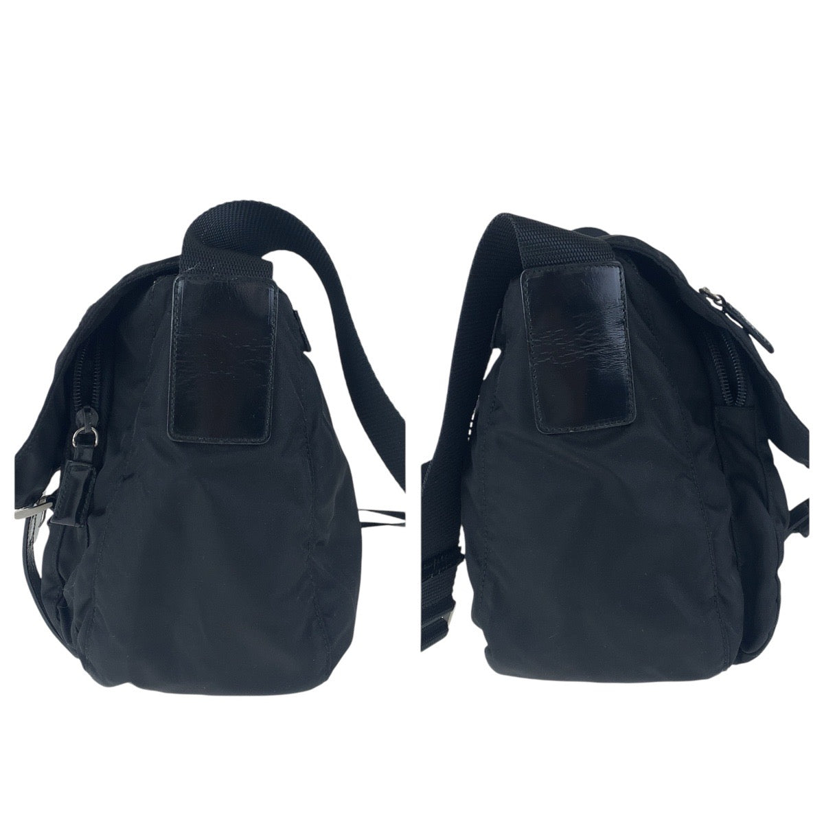 16203
PRADA プラダ テスート 三角ロゴプレート ブラック 黒 シルバー金具 ナイロン / レザー ショルダーバッグ ポシェット  レディース ABP35