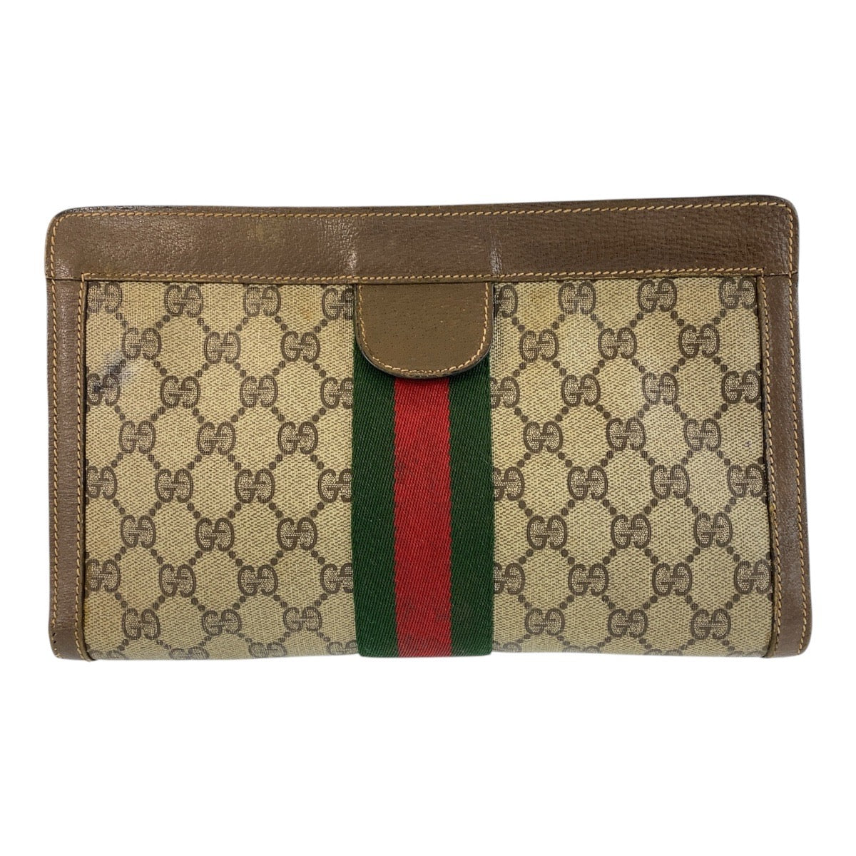 16204
GUCCI グッチ ヴィンテージ シェリーライン オールドグッチ ベージュ ブラウン GGスプリームキャンバス / レザー 89 01 002 クラッチバッグ セカンドバッグ  レディース