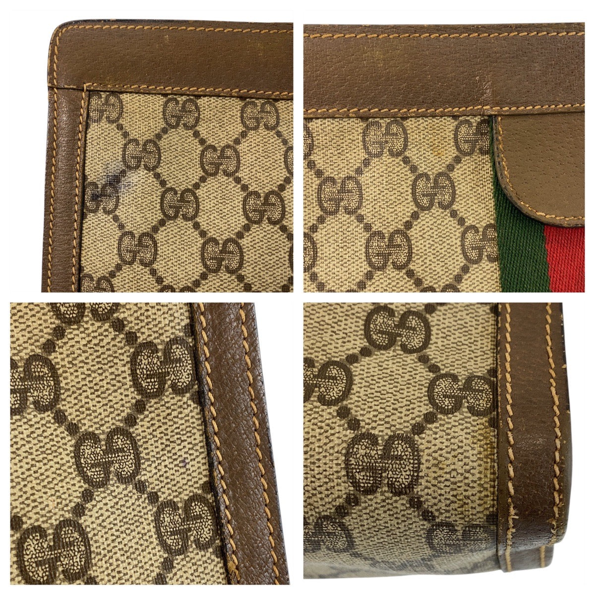16204
GUCCI グッチ ヴィンテージ シェリーライン オールドグッチ ベージュ ブラウン GGスプリームキャンバス / レザー 89 01 002 クラッチバッグ セカンドバッグ  レディース