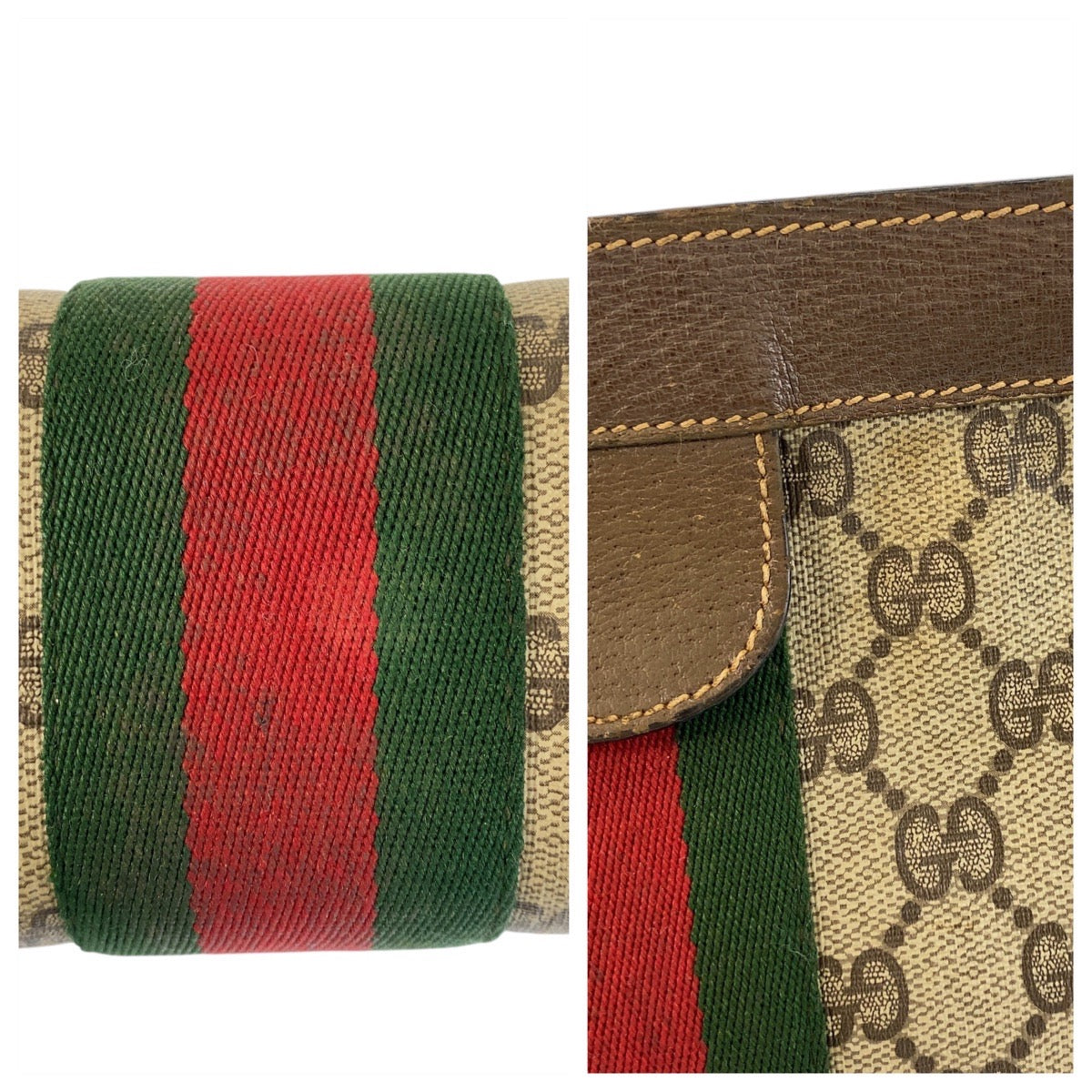 16204
GUCCI グッチ ヴィンテージ シェリーライン オールドグッチ ベージュ ブラウン GGスプリームキャンバス / レザー 89 01 002 クラッチバッグ セカンドバッグ  レディース