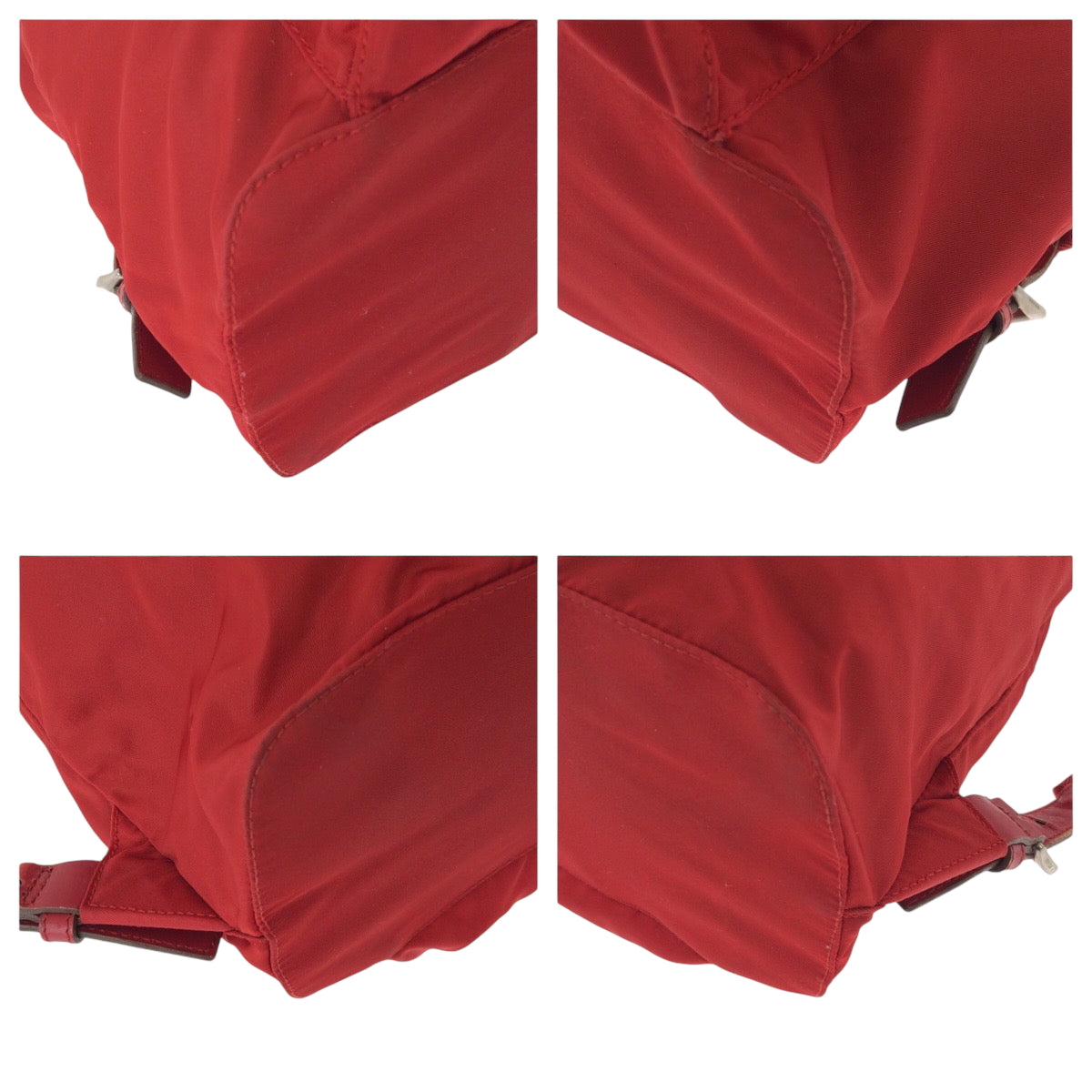 16205
PRADA プラダ テスート 三角ロゴプレート レッド シルバー金具 ナイロン B4650 リュクサック バックパック  レディース AB40