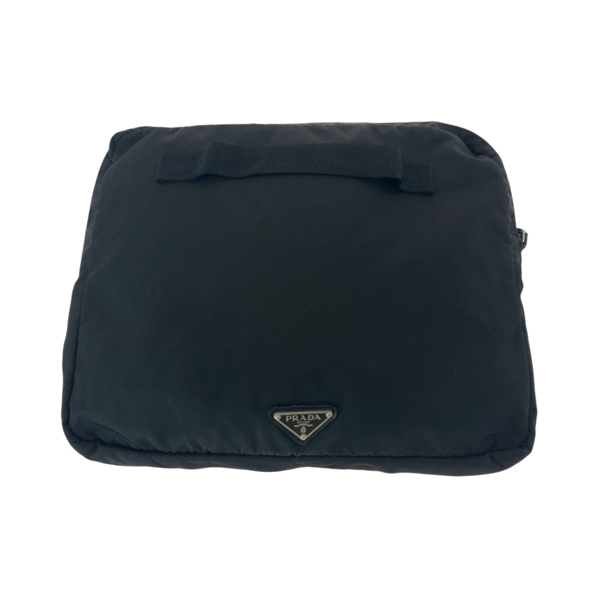 16206
PRADA プラダ テスート 三角ロゴプレート ブラック 黒 シルバー金具 ナイロン クラッチバッグ PCケース  レディース ABP24