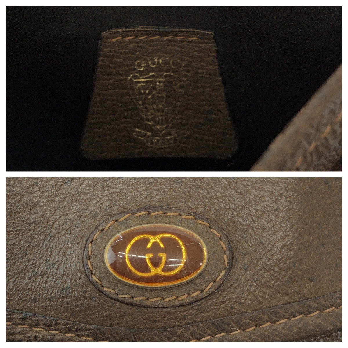16208
GUCCI グッチ ヴィンテージ オールドグッチ ブラウン ゴールド金具 レザー ショルダーバッグ ポシェット  レディース AB16